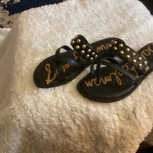 Black slip on sandals